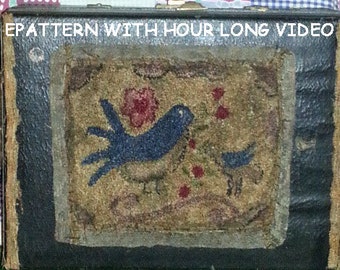 Primitive Punch Needle Pattern Needlepunch Birds Online Video DIY Tutorial Online Class PDF Epattern Download  Hickety PIckety