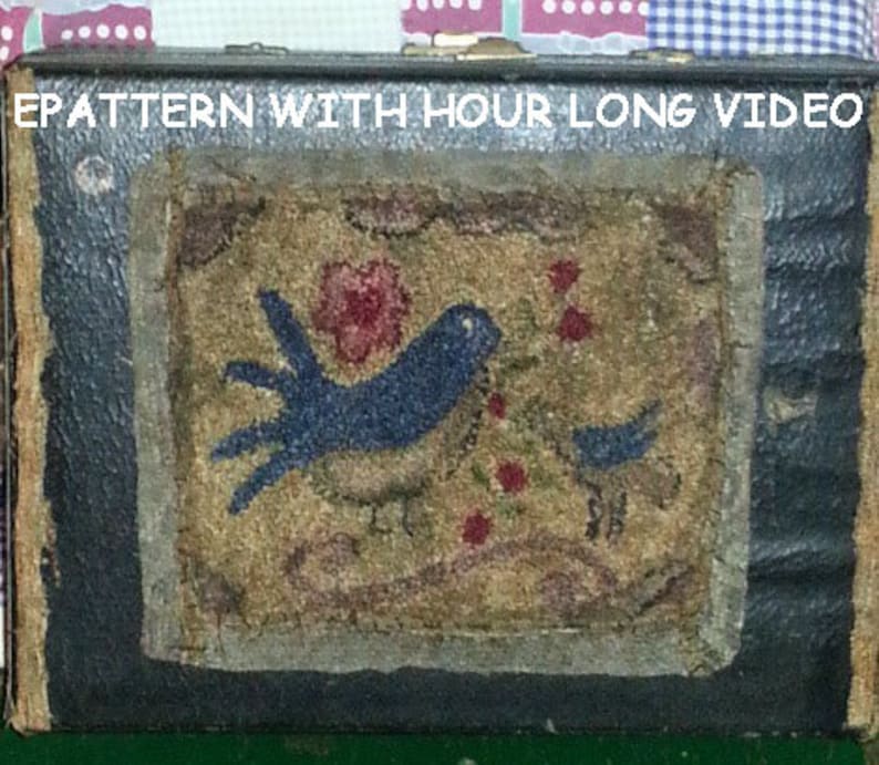 Primitive Punch Needle Pattern Needlepunch Birds Online Video DIY Tutorial Online Class PDF Epattern Download Hickety PIckety image 1