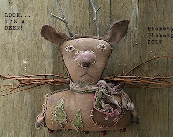 Primitive Deer epattern Pattern Christmas Doll Reindeer Instant Download Holiday Decorations Grungy Year Round Wall Decor Hickety Pickety