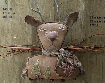 Primitive Deer epattern Pattern Christmas Doll Instant Download Holiday Decorations Grungy Year Round Wall Decor Hickety Pickety