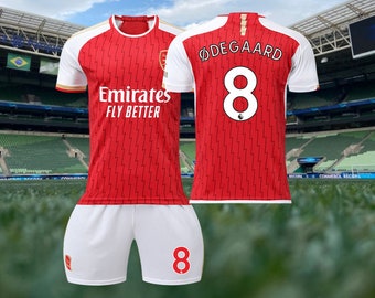 23-24 Arsenal home soccer jersey, Havertz,Saka,Rice,Odegaard,children's jersey,Gunners,youth sizes,jersey set