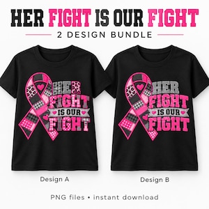 Hennes kamp är vår kamp PNG 2-designpaket, lapptäcke Rosa bandet quiltat, bröstcancermedvetenhet DTF-sublimering