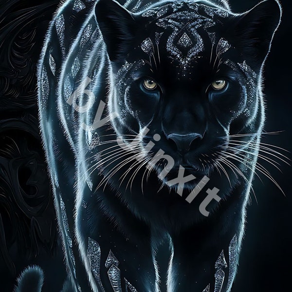 Digital download, Druck, Black Panther, Starseed, Lyra, Wallpaper, Hintergrundbilder, Poster, KI Kunst, Bilder