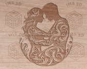 Wedding Romantic Silhouette Art 2 - Intricate Floral Embrace Couple SVG - Laser Cut Design digital file only