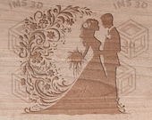 Wedding Romantic Silhouette Art 7 - Intricate Floral Embrace Couple SVG - Laser Cut Design digital file only