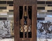 Handcrafted Wooden Bottle Holder | Unique Laser Cut Bourbon Display