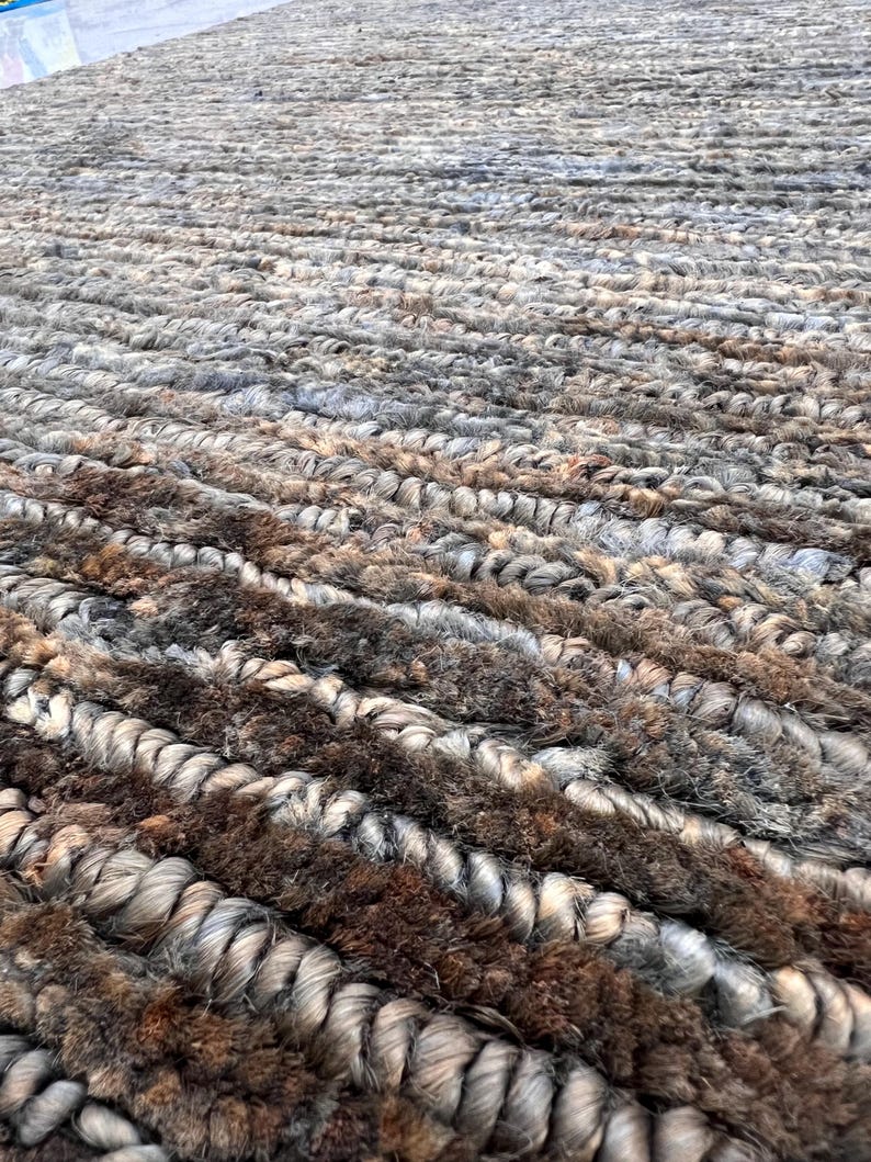 Heavy Texture Area Rug Quick Ship Natural Jute 4.10x6.6 Handwoven Area Rug, Textured Waffle ...