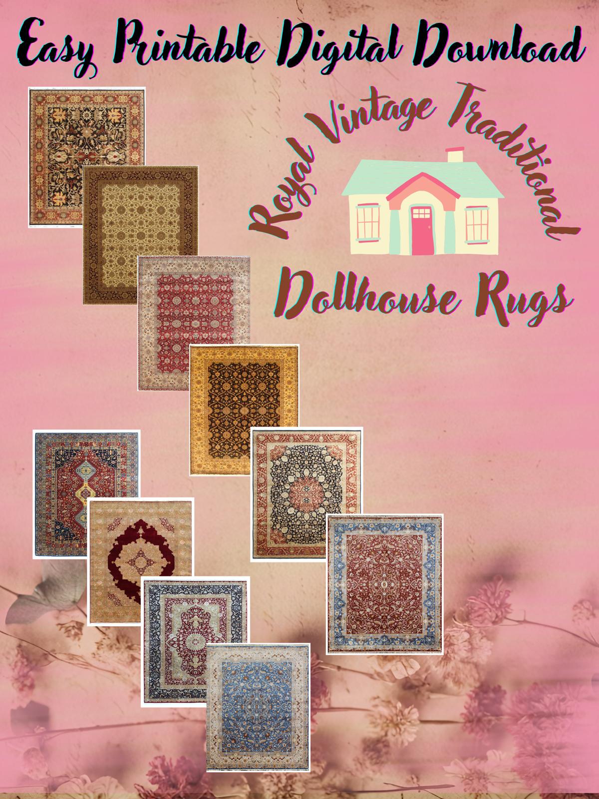 Miniature Rug Print Royal Dollhouse Vintage Rugs Printable Set of 10 Miniature Rug Digital ...