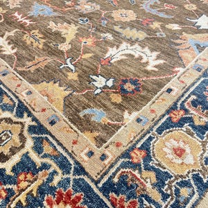 8x10 Brown Oriental Rug, 9x12 Hand Knotted Wool Area Rug, Muted Neutral Traditional Rug for Living Room, Custom Size Rug Bild 3