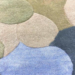 Custom Hand-Tufted Wool Pebble Rug - Organic Moss Shape Area Rug - Green & Blue Abstract Flow Rug - Unique Aesthetic Home Decor image 17