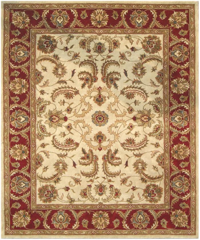 Hand-tufted Wool Area Rug – 8x11 Red Cream Floral Medallion Rug ...