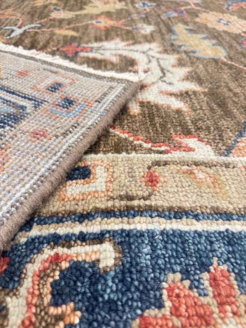 8x10 Brown Oriental Rug, 9x12 Hand Knotted Wool Area Rug, Muted Neutral Traditional Rug for Living Room, Custom Size Rug Bild 6