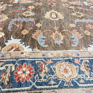 8x10 Brown Oriental Rug, 9x12 Hand Knotted Wool Area Rug, Muted Neutral Traditional Rug for Living Room, Custom Size Rug Bild 5