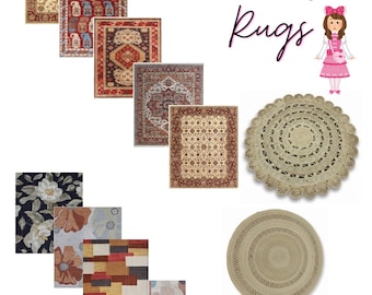 Dollhouse Rug Printable Bundle, 13-Pack 1:12 Scale Miniature Rugs,Oriental, Modern and Jute Doormats, Instant PDF Download|Limited Time Sale