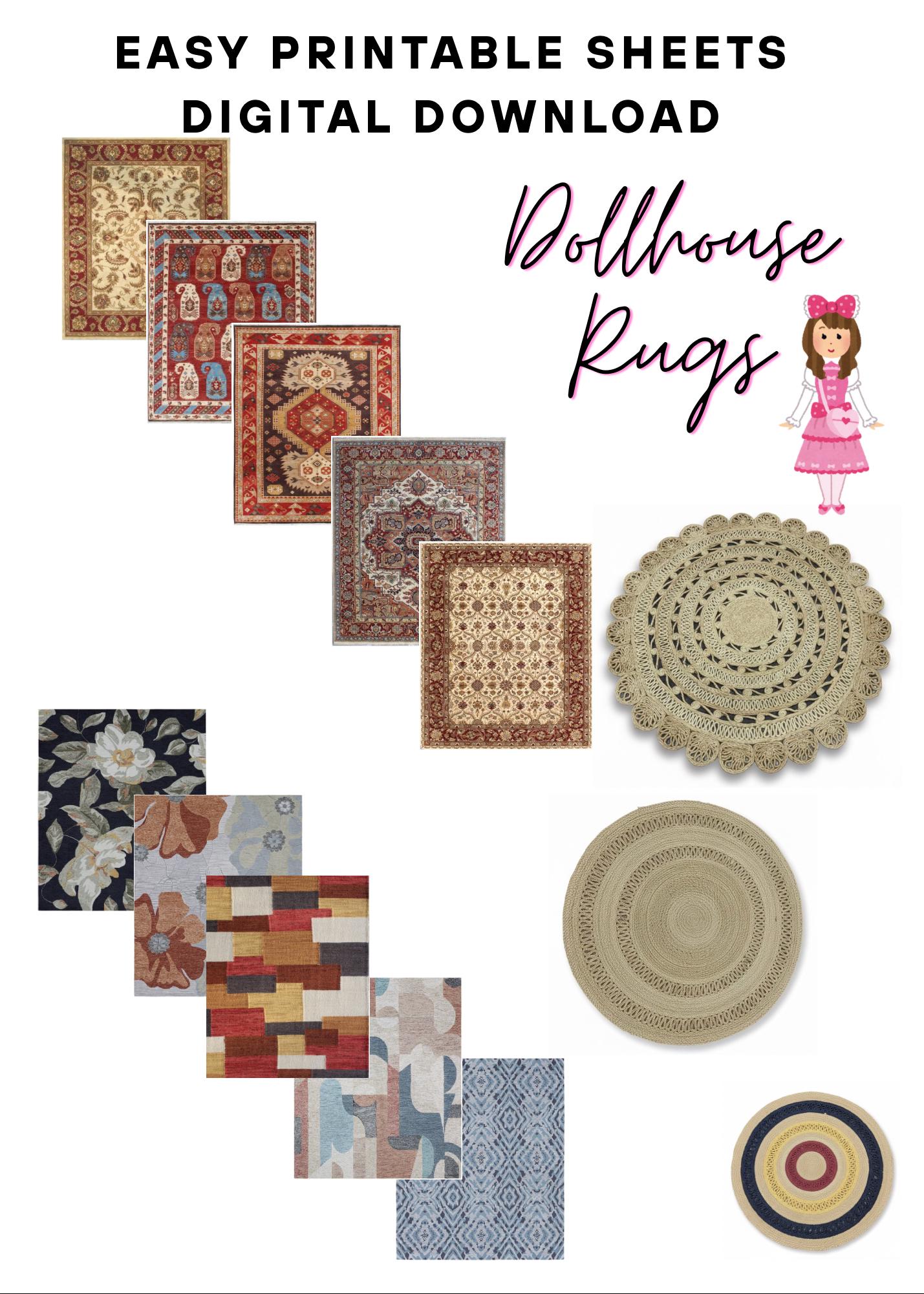 Printable Patch Work Rugs Patterns Dollhouse Rug Printable Bundle, 13-pack 1:12 Scale Miniature Rugs ...