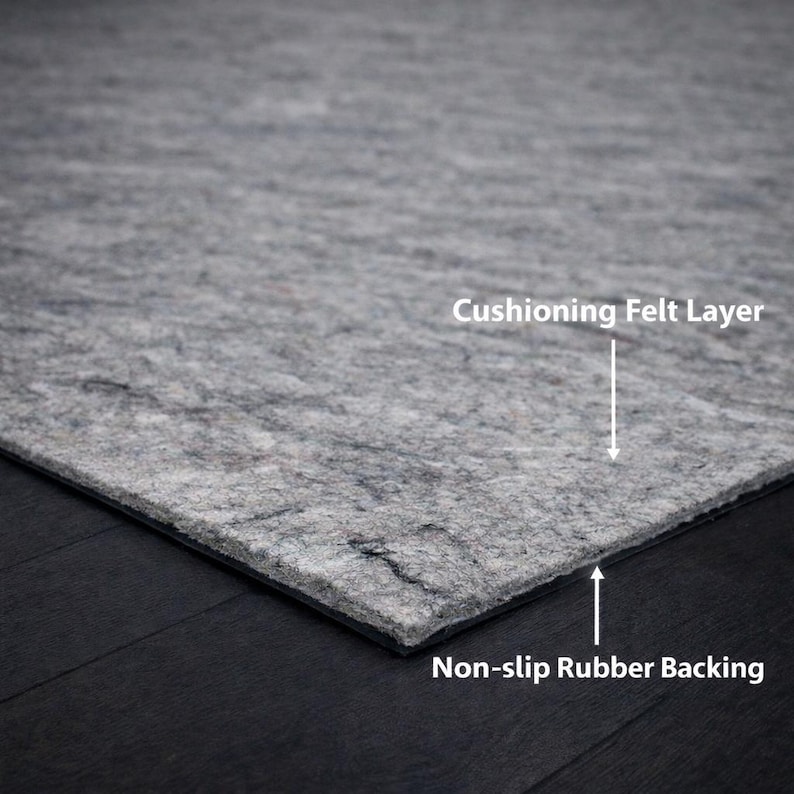 Non Slip Rug Pad Floor and Carpet Safe, Heavy Duty Dual Surface Felt and Rubber, Cushioned Rug Gripper for LVP & Wood, Custom Cut Any Size image 3