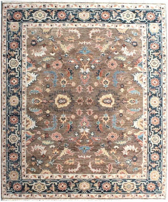 Quick Ship 8x10 Brown Oushak Rug, 9x12 Hand Knotted Wool Area Rug, Muted Neutral Traditional Persian Rug for Living Room, Custom Size Rug