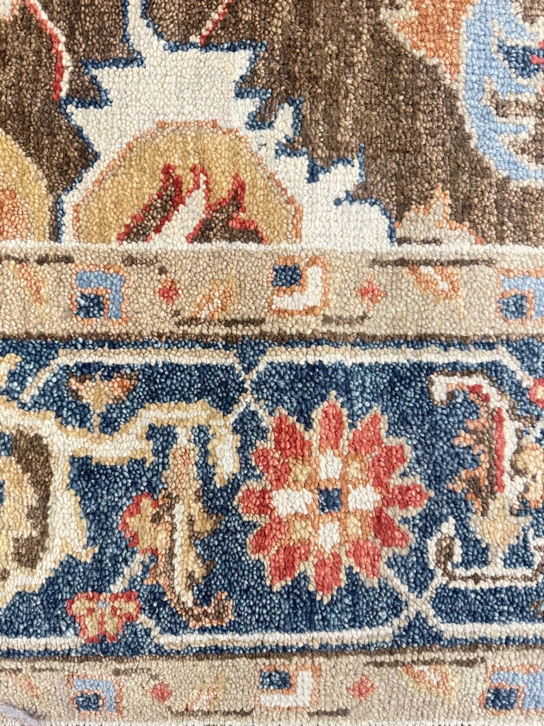8x10 Brown Oriental Rug, 9x12 Hand Knotted Wool Area Rug, Muted Neutral Traditional Rug for Living Room, Custom Size Rug Bild 7