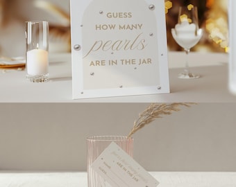 Juego de adivinanzas de perlas para despedida de soltera, plantilla editable de Canva, juego de adivinanzas de perlas - PEARLY