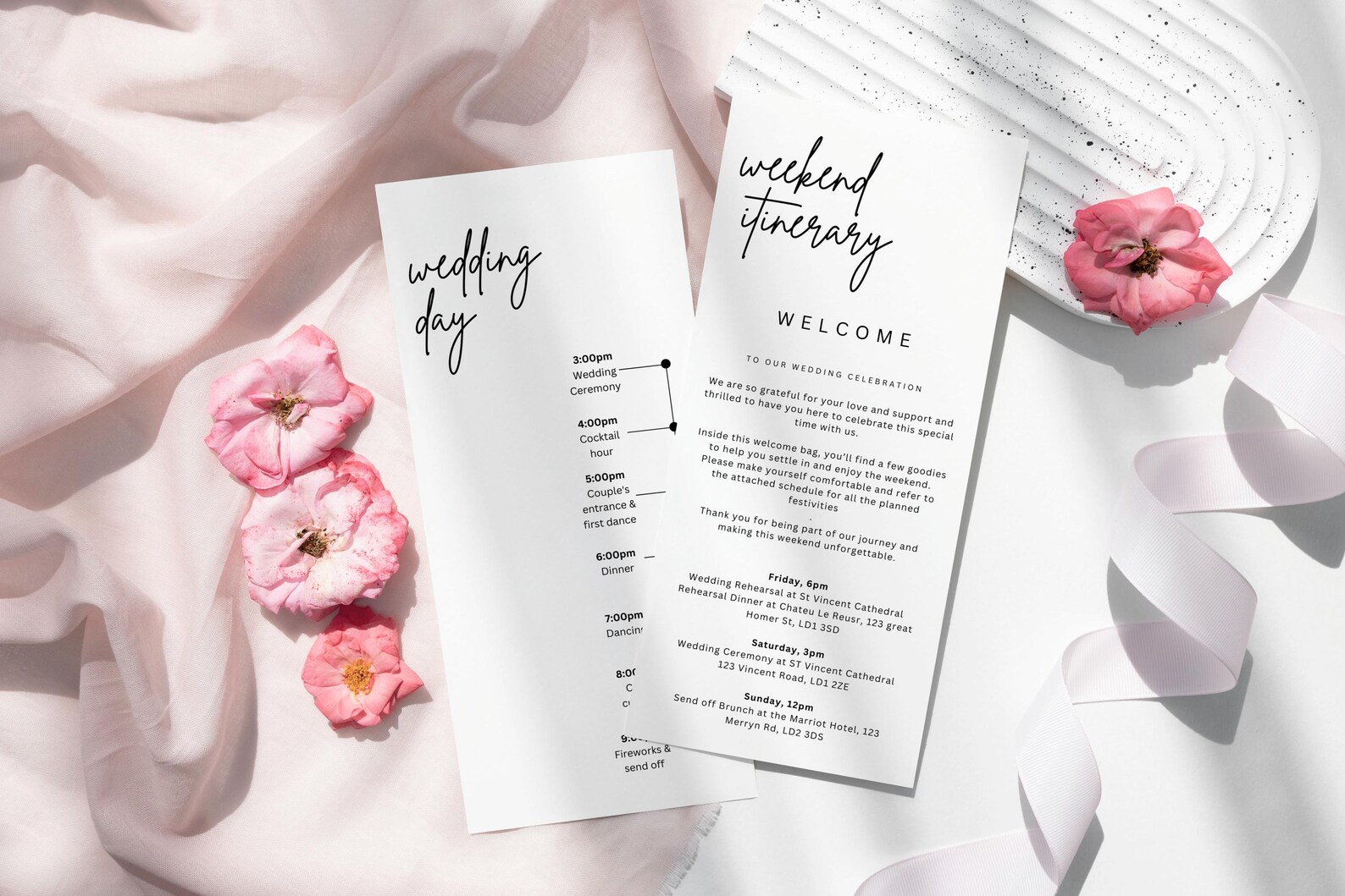 Wedding Weekend Itinerary Template, Mninimalist Infographic Program ...