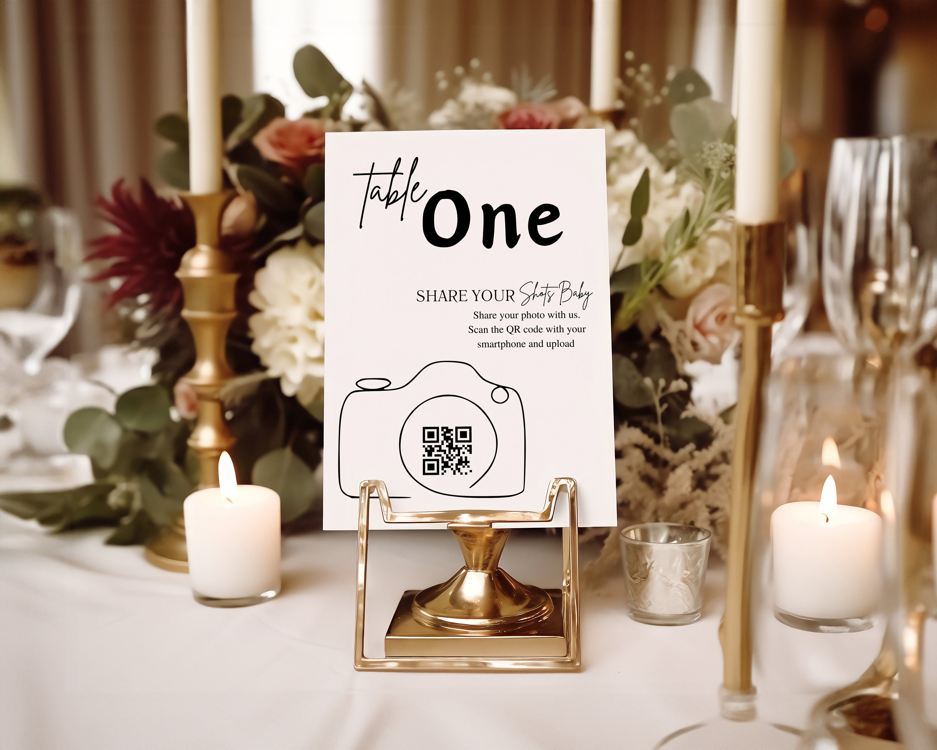 Table Notifications Card Printable Table Numbers, Table Numbers Signs With QR Code, Modern Table ...