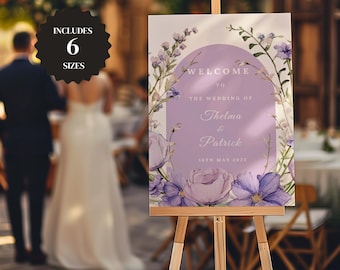 lilac welcome sign, Welcome To Our Wedding Poster, Custom Wedding Sign,  Canva- LAVI