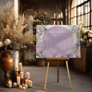 Alphabetical Wedding Seating Chart Template, Lavender Wedding Seating Sign, Lilac Seating Board, Printable, Instant Download, Canva- LAVI
