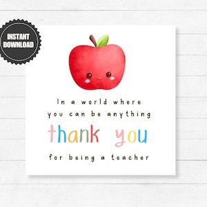 Bedankt dat je een leraar bent, Tags Teacher Appreciation Week, Cadeau voor beste leraar, Afdrukbare downloadbare pdf JPG-lerarenkaart