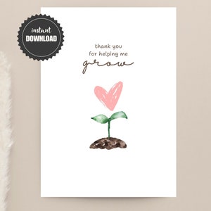Afdrukbare Bedankkaart, Moederdagkaart, Vaderdagkaart, Verjaardagskaart, Minimale aquarelkunst, Downloadbare PDF, 5x7 kaart