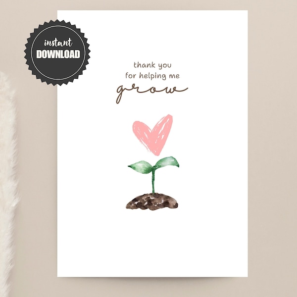 Printable Happy Mother's Day Card | Parent, Guardian, Teacher Appreciation Card | Minimal Watercolor Design | Downloadable PDF | 5x7 Card