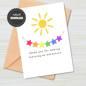 Thank You For Making Learning an Adventure, Teacher Appreciation Week Card, Best Teacher Gift, Printable Downloadable PDF PNG JPG, 5x7 Card