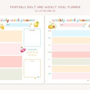 Back to School Daily Meal Planner for Kids, Weekly Meal Planner, Weekly Planner, Daily Planner, Printable Stationary, A4, US Letter