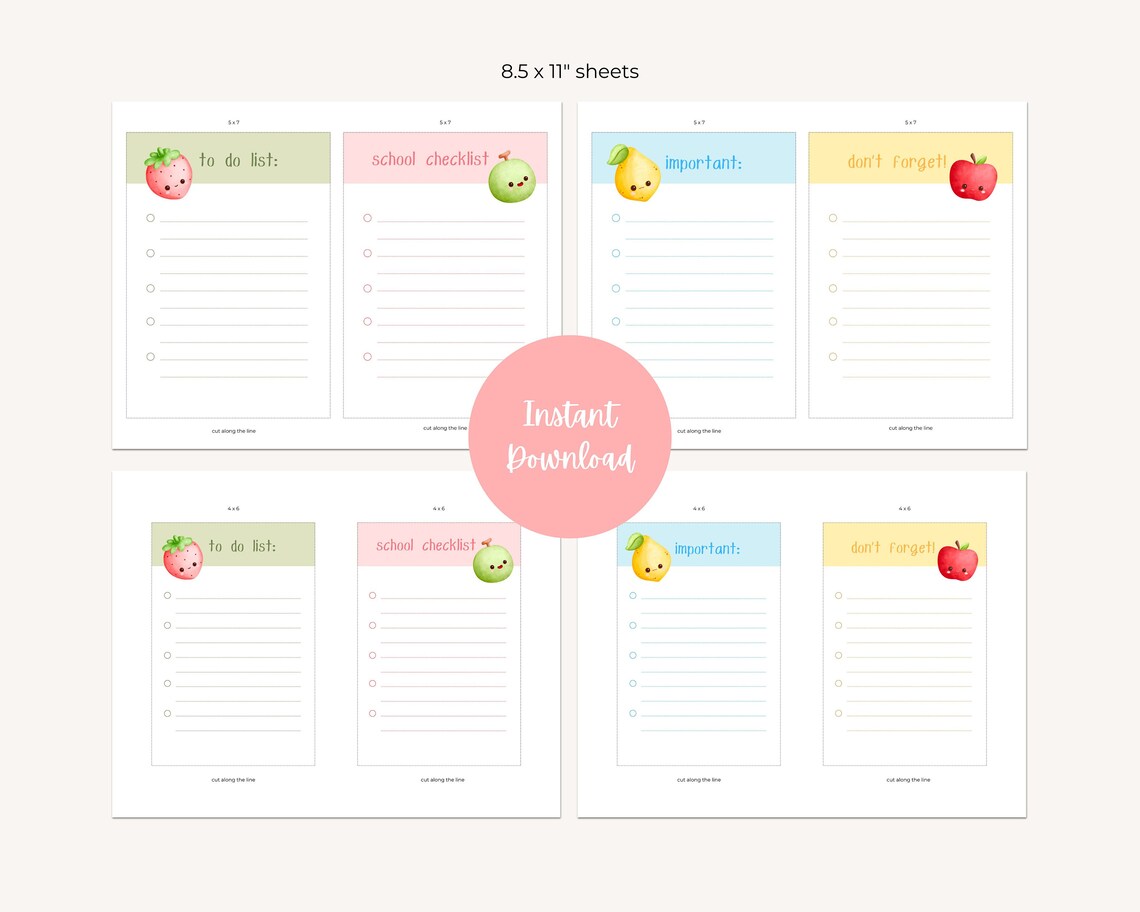 Cute Todo Lists for Kids and Parents, Cute Printable Checklist