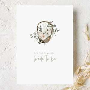 Minimale Hochzeitskarte, Für die schöne Braut zu sein, Druckbare Hochzeitskarte, Aquarell Blumenstrauß, Glückwunschkarte, PDF JPG, 5x7
