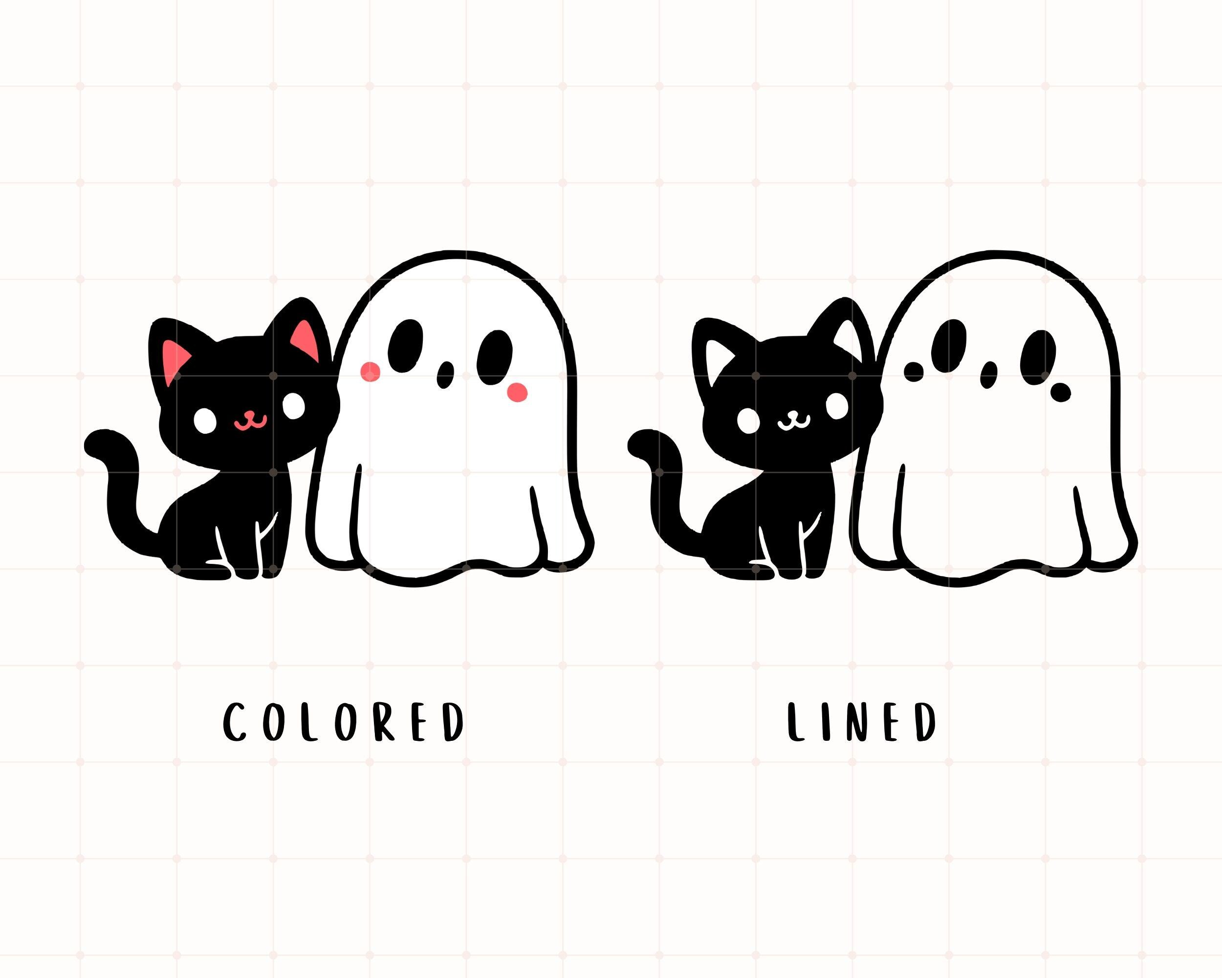 Cute Cat Ghost Png, Cat and Ghost Friends, Halloween Png, Fall Png ...