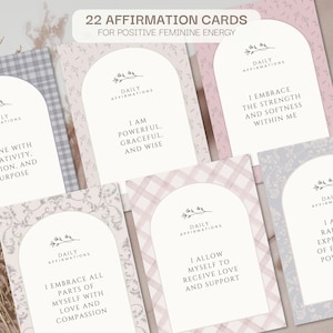 Cartões de Afirmação Positiva para Empoderamento Feminino, Cartões Motivacionais Inspiradores para Imprimir para Mulheres, Cartões de Afirmação Básicos Boho Cottage