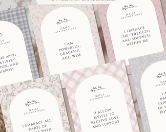 Tarjetas de Afirmaciones Positivas para el Empoderamiento Femenino, Tarjetas Imprimibles de Motivación e Inspiración para Mujeres, Tarjetas de Afirmaciones Boho Cottage Core