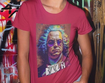 Johann Sebastian Bach Crewneck T-shirt,Bach Tee Shirt, Bach Cool T Shirt, Music Teacher Gift, Music Student Gift