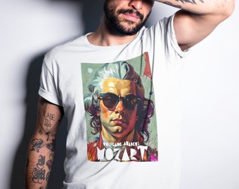 Wolfgang Amadeus Mozart Superstar Unisex Crewneck T-Shirt, Mozart Shades T-Shirt, Mozart Cooles T-Shirt, Mozart Geschenk