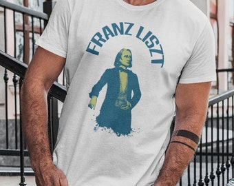 Camiseta vintage de Franz Liszt: diseño minimalista, 100 % algodón de alto gramaje, corte clásico