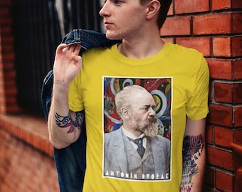 Camiseta de cuello redondo del compositor Antonin Dvorák, camiseta de Dvorák, camiseta artística genial de Dvorák, camiseta del compositor S-XXL, camiseta de Antonín Dvorák