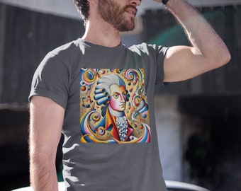 Wolfgang Amadeus Mozart Abstrakte Kunst Schwergewicht Unisex Rundhals T-Shirt, Mozart T-Shirt, Mozart T-Shirt, Musiklehrer Musik Schüler Geschenk