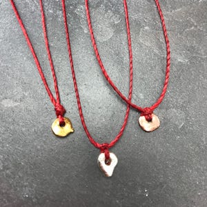Red Thread Necklace - Waxed Linen with  Fine Silver, Rose Gold or Gold Vermeil beads.