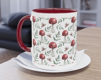 Toadstool cup painted mushroom cup with branches design