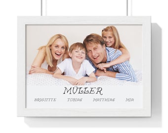 Personalisiertes Familienbild mit Rahmen und Namen, Familienschild mit Namen und Nachnamen, perfektes Familiengeschenk