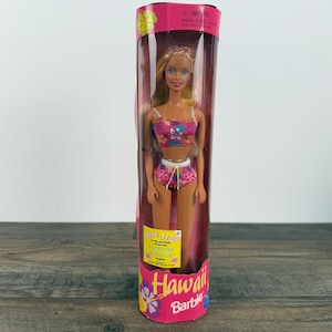 1999 Barbie Hawaii Doll in Pink Floral Swimsuit – Vintage Mattel #24614 Collector Edition Tropical Island Barbie Collectible