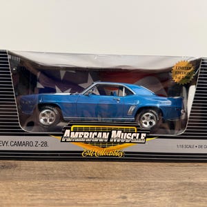 1969 Camaro Z/28 Diecast Car Blue w/ White Stripes ERTL 1:18  American Muscle Series | 1 of 2500 Rare Collectible Chevy Model
