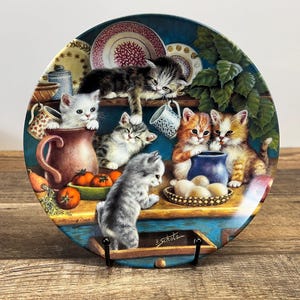 Bradford Exchange Litter Rascals Vintage Collector Plate Wall Decor &quot;Kitchen Capers&quot;  Group of Kittens Playing