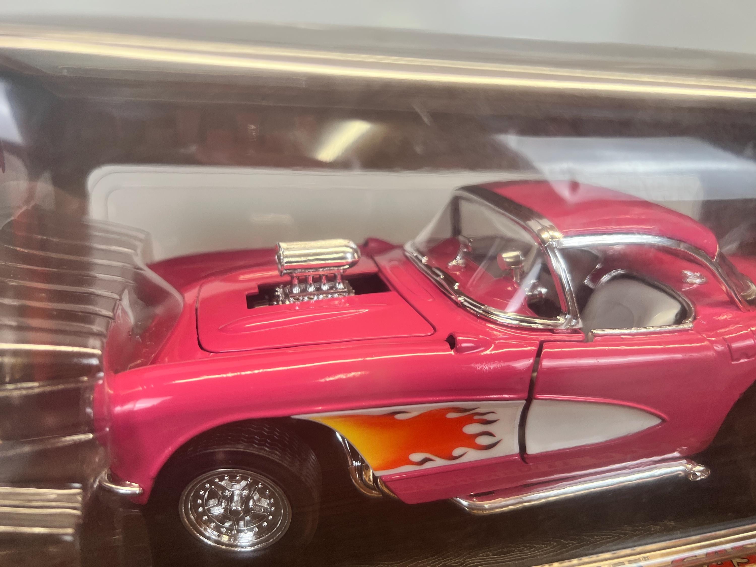 1957 Corvette Gasser Convertible Pink 1:18 Diecast Car Road