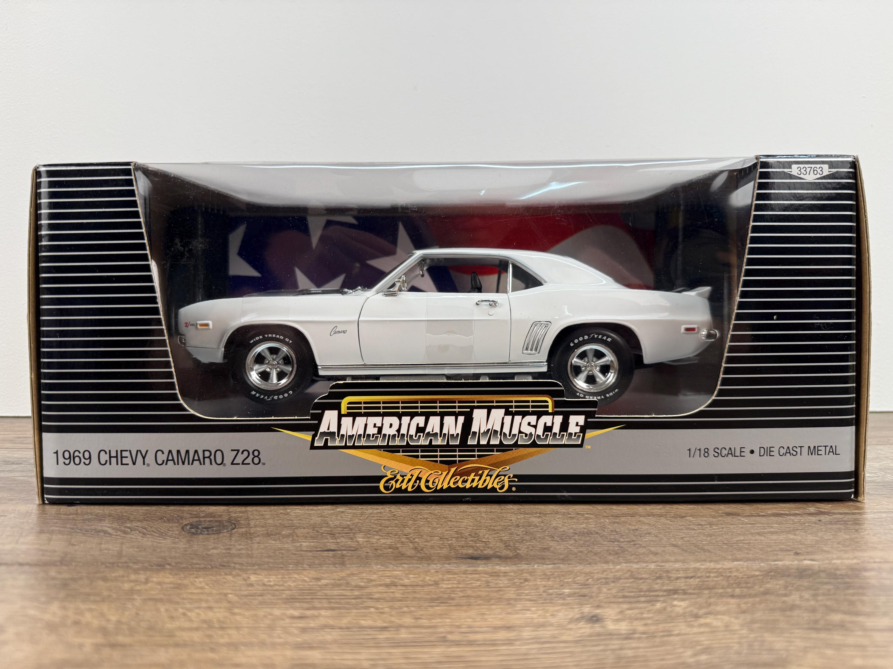 1969 Camaro Z28 Diecast – 1:18 Scale Ertl Collectible, White With